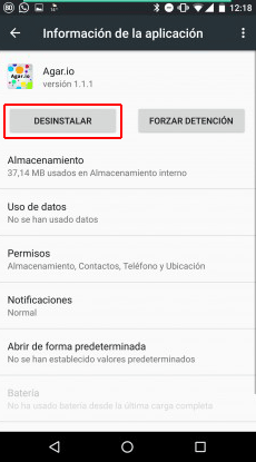 Android Desinstalar aplicación