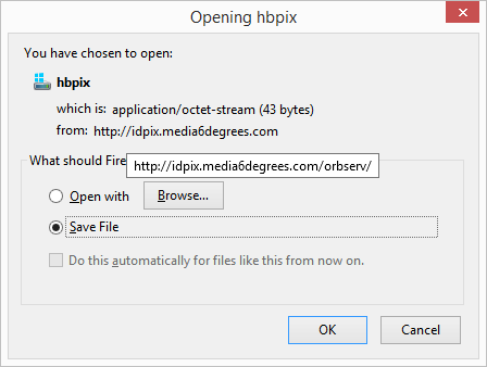 Descarga de archivos hbpix en Firefox
