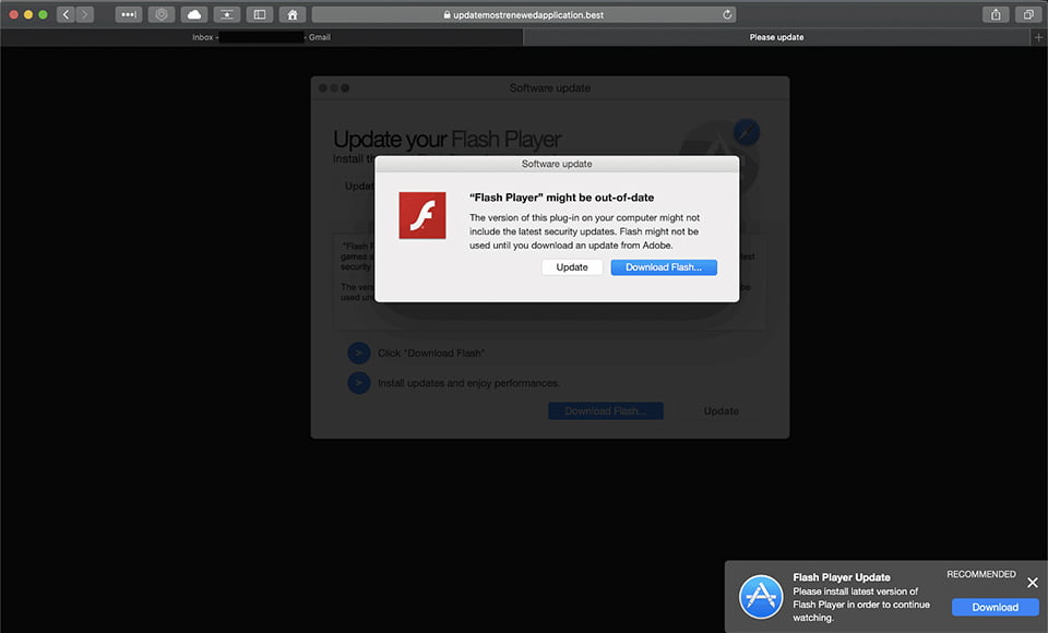 Truco falso de actualización de Adobe Flash Player que impulsa el adware Search Marquis